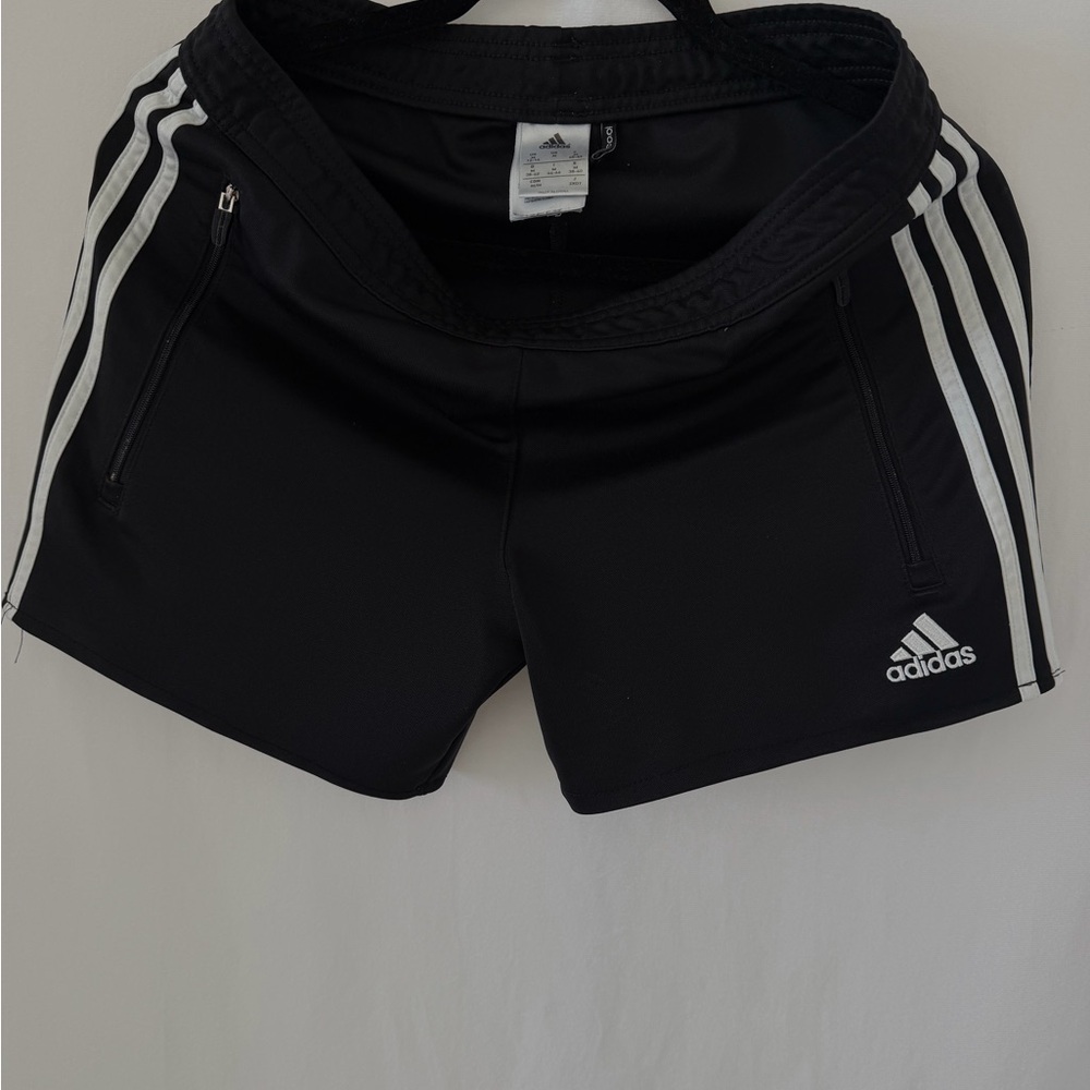 Adidas Black Shorts with White Stripes